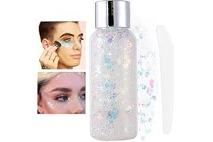 HTRUIYATY Body Glitter Gel FlüSsiger Glitzer Festival Glitzer Chunky Glitter Long Lasting Sparkling DIY Kunsthandwerk-Weiß