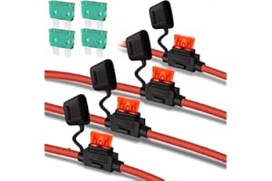 Gebildet 4pcs 32V Portafusibles a Prueba de Agua 10AWG, Portafusibles de Hoja ATO en Línea con Tapa, Enchufe Estándar con Fusible de Hoja Mediana 4pcs 30A + 4pcs 40A