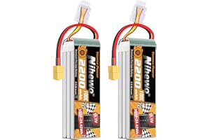 NIHEWO Batteria Lipo 3S 11,1V 2200mAh Batteria Lipo RC 100C con spina XT60 Compatibile con auto RC, camion, barche, aeroplani, elicotteri, droni, modelli hobby da corsa FPV (2 confezioni)