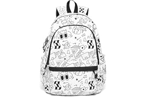 BITUOR Schulrucksack Damen, Casual Schultasche Travel Büchertasche 14 Zoll Laptop, Rucksack für Mädchen im Teenageralter, Wasserdichter, Unisex Daypack Schulrucksack, Cartoon Schwarz