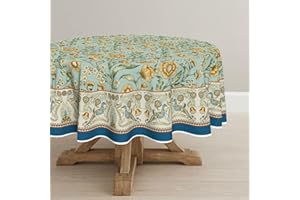 Artoid Mode Boho Vintage pawie kwiaty liście styl dworkowy obrus okrągły 140 cm, ochrona przed plamami, dekoracja kuchenna, dekoracja na imprezę