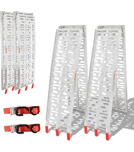 Herrselsam Oprijplaat, opvouwbare aluminium oprijplaat, inklapbaar, 226 x 28 cm, laadbruggen, 340 kg draagvermogen, antislip, 1 x aluminium helling voor ATV, quad, auto's, fietsen, motorfietsen