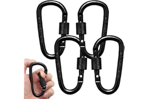 KMANGMAN 4 Pcs Schraubkarabiner,Karabiener Set,Karabiner Schraubverschluss,Schlüsselanhänger Karabinerhaken,Aluminium Karabiner mit Schraubverschluss,für Camping,Wandern,Reisen,Angeln-Schwarz