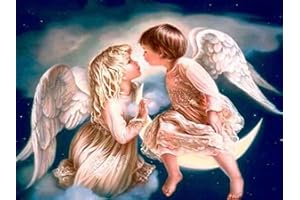 HUASHUZI 5D DIY Diamond Painting Angeles niños Pintura Diamante Bordado de Punto de Cruz Diamante Pintura Adultos Kit Completo 30x40cm para la decoración de la Pared del hogar