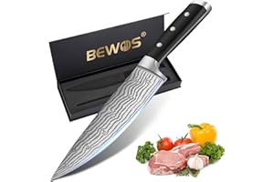 BEWOS 8.3-Inch Chef Knife, Professional Kitchen Knife, Ultra Sharp Chefs Knife Set, Premium Stainless Steel Chef’s Knives for Kitchen, Cooking Knife, Ergonomic Handle, Gift Box