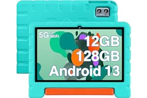 2024 Newest ZIOVO Tablet 10 Pulgadas Android 13 Tablets,12(6+6)GB RAM+128GB ROM+TF 1TB, Google GMS Tablet Familiar/Tablet Niños, 5G WiFi, Cores 2.0 GHz, BT 5.0, 5MP+8MP, Kids Space con EVA Caso-Verde