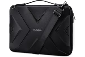 MOSISO Twarda skorupa torba na ramię z rękawami do laptopa 15-15,6 cala, kompatybilna z MacBookiem, HP, Lenovo, notebookiem Asus, 16 cali, wodoodporna geometryczna obudowa z tworzywa EVA, czarna