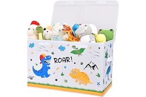 WERNNSAI Dinosauro Scatole Portagiochi Bambini - Contenitore Giochi Bambini 64 * 32 * 40Cm Coperchio Staccabile Manici Robusti Stoffa Organizzazione per Cameretta Stanza dei Giochi Camera da Letto