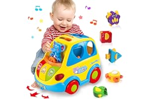 KALOISYHE Baby Spielzeug ab 1 Jahr Mädchen Junge Form Sortieren Bus Babyspielzeug ab 6 8 9 10 12 18 Monate Kinderspielzeug ab 2 3 Jahre Kinder, Geschenk Tiergeräusche/Musik Auto für Kleinkind