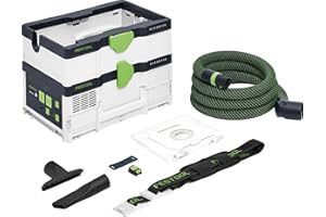 ‎FESTOOL Festool Akku-Absaugmobil CTMC SYS I-Basic CLEANTEC (mit Hauptfilter, Filtersack montiert, Saugschlauch mit Winkeldrehausgleich saugerseitig, Polsterdüse, Fugendüse, Tragegurt, Sauger-Fernbedienung)