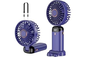 Rafada Wentylator ręczny, przenośny mini wentylator, możliwość ponownego ładowania, mały wentylator kieszonkowy z 5 poziomami prędkości, wbudowany akumulator 4200 mAh, składany wentylator USB do