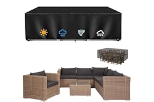 ZHAOYANG ART Housse De Protection Salon De Jardin 270x210x80cm - Bâche Table Extérieure 420D Tissu Oxford Imperméable Anti-UV - Rectangulaire Avec Boucle Coupe Vent