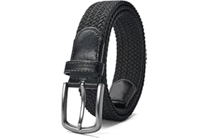 PLUSZIS Men’s Belt, Elastic Braided Belt, Stretch Woven Casual Belt 1 3/8", With Gif Box.