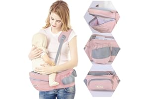 ARECYUER Taille Hocker Ergonomischer Baby Holder Leichte Kleinkind Carrier Babytrage für Kinder 0-36 Monate, Einstellbar länger Gürtel mit reißverschlusstasche (Rosa)