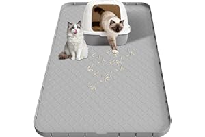 Libershine Tapis Litiere Chat, 88 x 56cm Tapis Sortie de Litiere Chat, Tapis Silicone Imperméable et Antidérapant, Gris