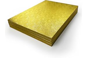 Miss Bakery's House® Cake Drum - 12 mm - 40x30 cm - doré - angulaire - 4 pièces - support - sous-verre épais pour gâteaux