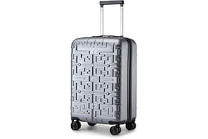 Supercase Valise Cabine 55cm, Valise Rigide Soute en Polypropylène Valise de Voyage à 4 roulettes et Serrure TSA (Gris)