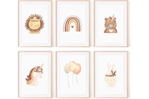 OHBIMBA Stampe da Parete per Decorazioni Camera da Letto Bambini e Ragazzi - Stimolazione creativa e visiva dei bambini - Set di 6 poster da Parete DIN A3 - Collezione Bambini