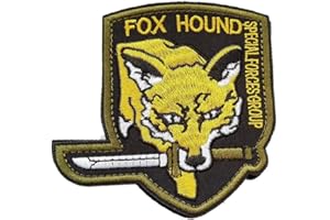 TOPPATCH Toppa ricamata con scritta "Fox Hound" e "Metal Gear", con gancio e anello