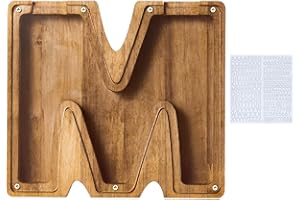 GOXAEEE Hucha Madera 23cm Personalizadas de Hucha con Letras, Hucha Cerdito para Niños, Creativa Hucha como Casa Decoración Regalos para Cumpleaños Navidad (M)