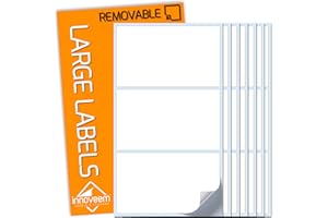 Large Labels for Storage Boxes - 45 Pack Large Sticky Labels, Waterproof, Removable, Easy Peel Off, Self Adhesive, Multipurpose, White Stickers, 102 x 62mm, Ideal for Moving & Organizing by Innoveem