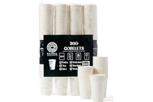 RAJDAL [300pcs Gobelets Carton Jetables Blanc 220 ml Résistant et Sans Fuite Idéal Café, Boissons Chaudes et Froides. En Papier Certifié FSC Recyclable. Idéal Entreprise, Bureau, Association