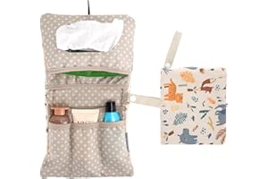 Kaempe Porta Pannolini e Salviette Da Borsa, Organizzatore Borsa Pannolini Portatile, Bag Passeggino Piccola Pieghevole Da Appendere (Animali)
