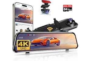 Vtopek 4K Dashcam Auto 12 Pollici Specchietto Retrovisore con Telecamera Posteriore Dashcam Specchio con WiFi Scheda da 64 GB Specchio Dash Cam con Registrazione in Loop Sensore G Visione Notturna