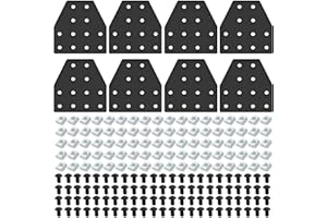 IMETRX 8pcs 2040 T Corner Bracket Joining Plate T Slotted Accessories 12-Hole 2040 Hardware Connector 2040 with T Nuts and Screws Black