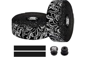 Chooee Cinta para manillar de bicicleta de carretera, 2 cintas antideslizantes para manillar, cinta para bicicleta,Negro plata.