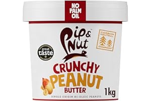 ‎PIP & NUT Pip & Nut - Knusprige Erdnussbutter (1kg) | Kein Palmöl, ohne Zuckerzusatz, ein natürliches Produkt, vegan und Einzelner Ursprung Hi-Oleic Erdnüsse