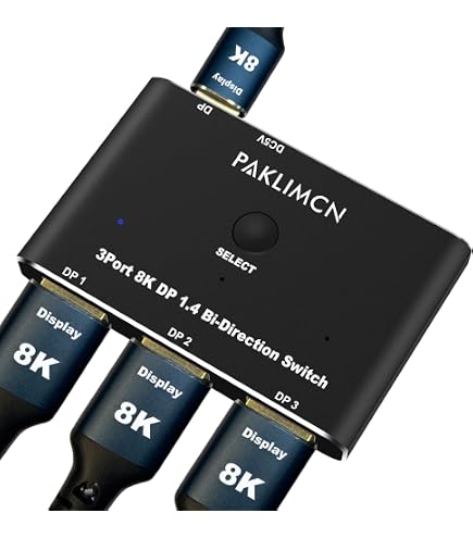 Commutateur DisplayPort 1.4 Bidirectionnel - 8K@60Hz, 4K@144Hz, Pour Basculer Entre 2 Sources Ou 2 écrans - 2