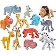 Mallexo Cute Cartoon Animal Toys for Kids Boys and Girls Small Size Jungle Cartoon Animal Action Figure Toy Birthday Gifts Wild Animal for Cake Decoration Lion, Tiger, Giraffe, Monkey Animals & More