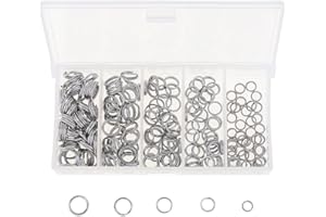 OriGlam 200 Anillos de Pesca de Acero Inoxidable para Señuelos, Conector de Metal Súper Fuerte, Anillo Dividido y Sólido para Cebos
