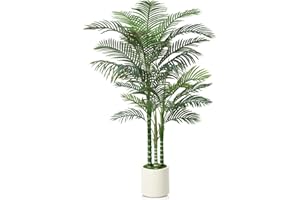 Fopamtri Palmera Artificial 180cm Plantas Artificiales Decorativas Grandes con Macetero Blanca, Arbol Artificial Plastico para Casa Dormitorio Oficina Balcón Jardín Decoración (1 Pieza)