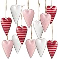 Pink -Pendentifs En Forme De Cœurs En Bois, 10 Pièces, Artisanat En