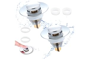 MQVXT Tappo Lavandino Bagno,2 Pezzi Tappo per lavello,Tubo di scarico universale per lavabo e vasca da bagno pop up antibloccato per vasca da bagno,cucina,lavabo(apertura foro di scarico 32-42 mm)