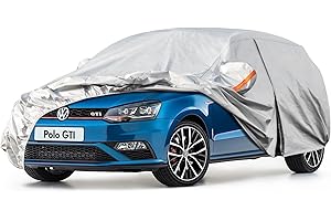Kayme Autoplane Wasserdicht Atmungsaktiv Passend für 1981-2024 Volkswagen Polo, 6 Schichten Vollgarage Autoabdeckung für Regen Sonne Staub Schutz, Auto Abdeckplane Abdeckung.