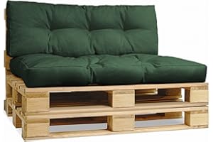 MG Design Cuscini da esterno per arredo giardino in bancali legno 40x120 cm, 80x120 cm verde scuro - in tessuto spesso per mobili da esterno - set di 2 cuscini per pallet