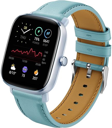 Bracelet Cuir 20mm Pour Amazfit - Compatible Active 2, GTS 4, Bip 3 Et Plus (Brun) - 6