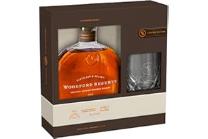 Woodford Reserve Kentucky Straight Bourbon Whiskey 70cl – Special pack con un bicchiere. Whiskey dal gusto morbido e ricco 43,2% vol.