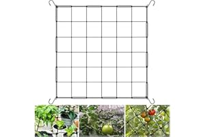 SINIRTTOU Red de Cultivo para Plantas Trepadoras 60 x 60cm - Enrejado de Jardín Elástico Negro con 4 Ganchos, Red de Cultivo Elástica para Tomates/Pepinos/Inrto