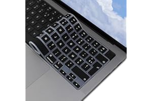 MASIBLOOM Housse de Clavier en Silicone pour MacBook Air 15 13 Pouces M3 M2 Puce A3114 A3113 A2941 A2681 Sortie en 2023 2024 - Disposition UE - Accessoires de Protection Ultra Fins (français)