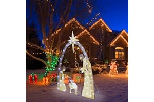 VOKKRV Cartelli Da Giardino Natale, 156 X 125cm Ornamenti per Esterni Con Luce a LED, Presepi Da Esterno per Giardino Decorazioni per Cartello Da Cortile Della Sacra Famiglia, Per Prato All'aperto (B)