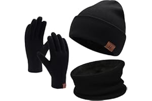 Bequemer Laden Conjunto Gorro Bufanda Guantes Tactiles para Hombre Mujer Invierno Regalo - Tricotado con Forro Fleece Caliente
