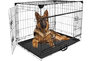MaxxPet Cage pour Chien - Caisse Transport Chien - Pliable en Métal - Cage Chien Interieur - 2 Portes - Convient pour Le Transport - 107x70x78 cm - Noir