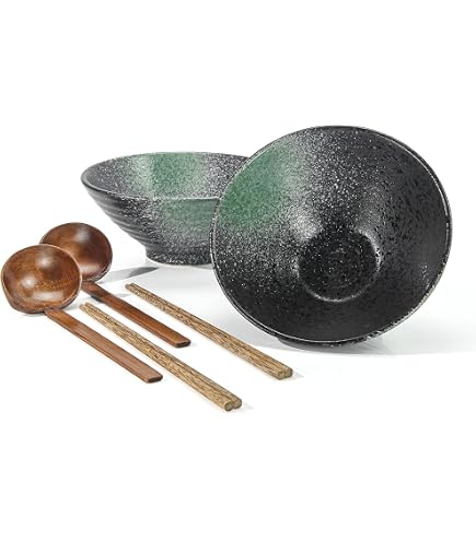 Bol Soupe 1000ml Lot De 2 Bols à Ramen En Céramique Mapille - 1000 Ml, Avec Baguettes Et Cuillères, Compatible Lave-vaisselle Et Micro-ondes