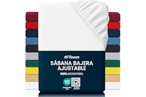 Flowen Sábana Bajera Ajustable 120x190 cm Blanco de Microfibra Cepillada para Colchón 30cm de Altura Tejido Suave Transpirable Hipoalergénico Antiácaros y Antibact. Lavable a Máquina