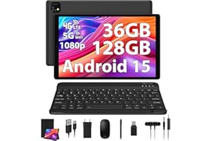 PIXPEAK Tablet 10 Pulgadas 4G LTE y 5G WiFi, Android 14.0 Octa-Core 2.0GHz, 36GB RAM, 128GB ROM(1TB Expandible), 1920 * 1200FHD, 13MP+8MP, Tablet con Teclado etc, GPS/Bluetooth, Negro