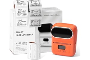 ‎MEMOKING Beschriftungsgerät - M110 Rtikettendrucker Etikettiergerät, Barcode Drucker, Aufkleberdrucker, Beschriftungsgerät Selbstklebend, labeldrucker für QR-Code, Einzelhandel, Kabel, Versand, die Anschrift